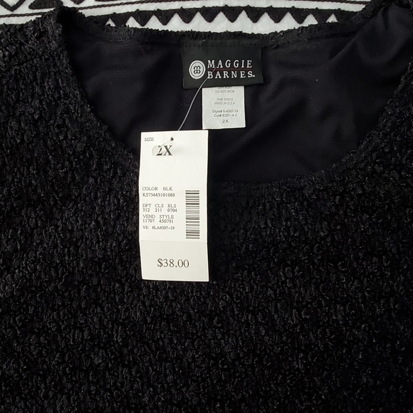Maggie Barnes size 2X Black Textured Nylon Spandex Top with Lining - Picture 3 of 5